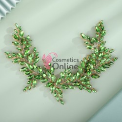 Accesoriu elegant pentru decor par AP002LL Argintiu cu cristale Verzi + 2 agrafe